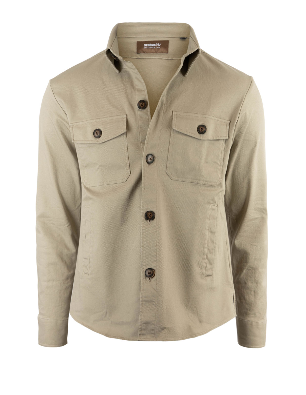 Firenze Overshirt Bomull Stretch Gråbeige