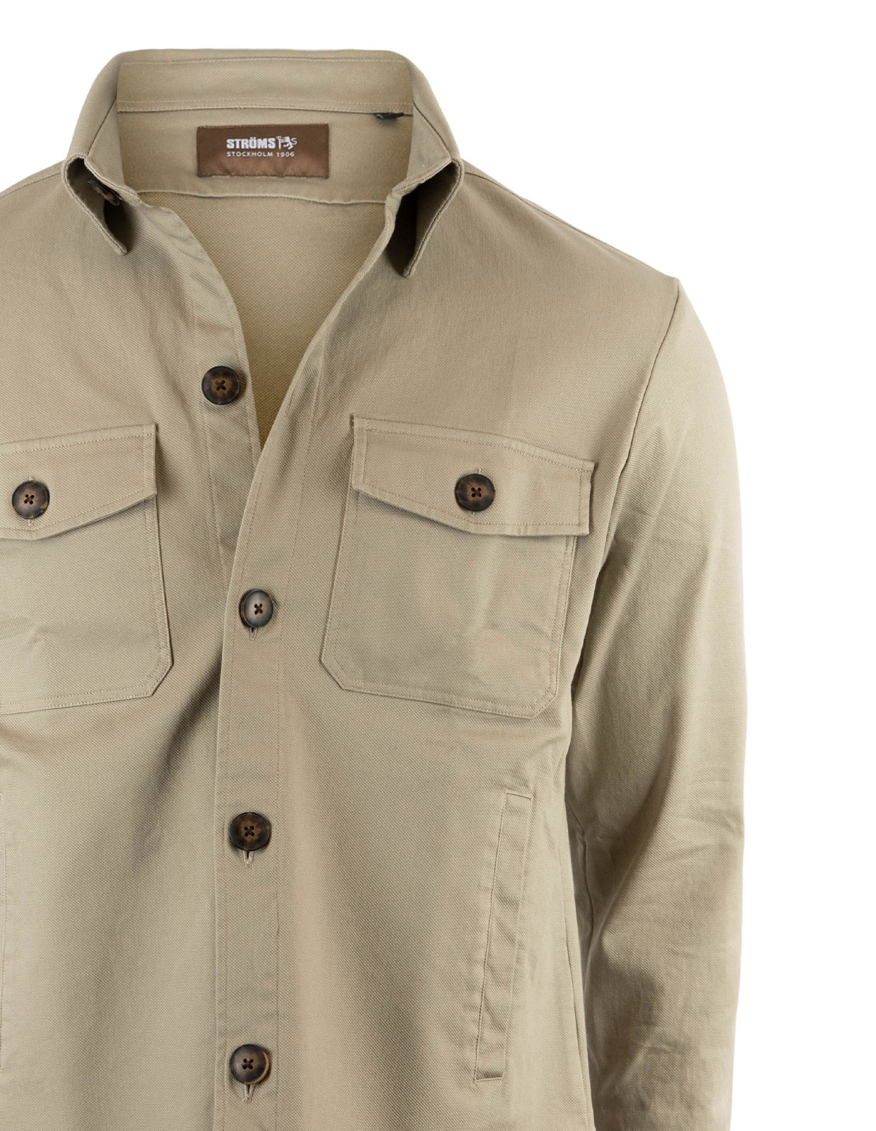 Firenze Overshirt Bomull Stretch Gråbeige S