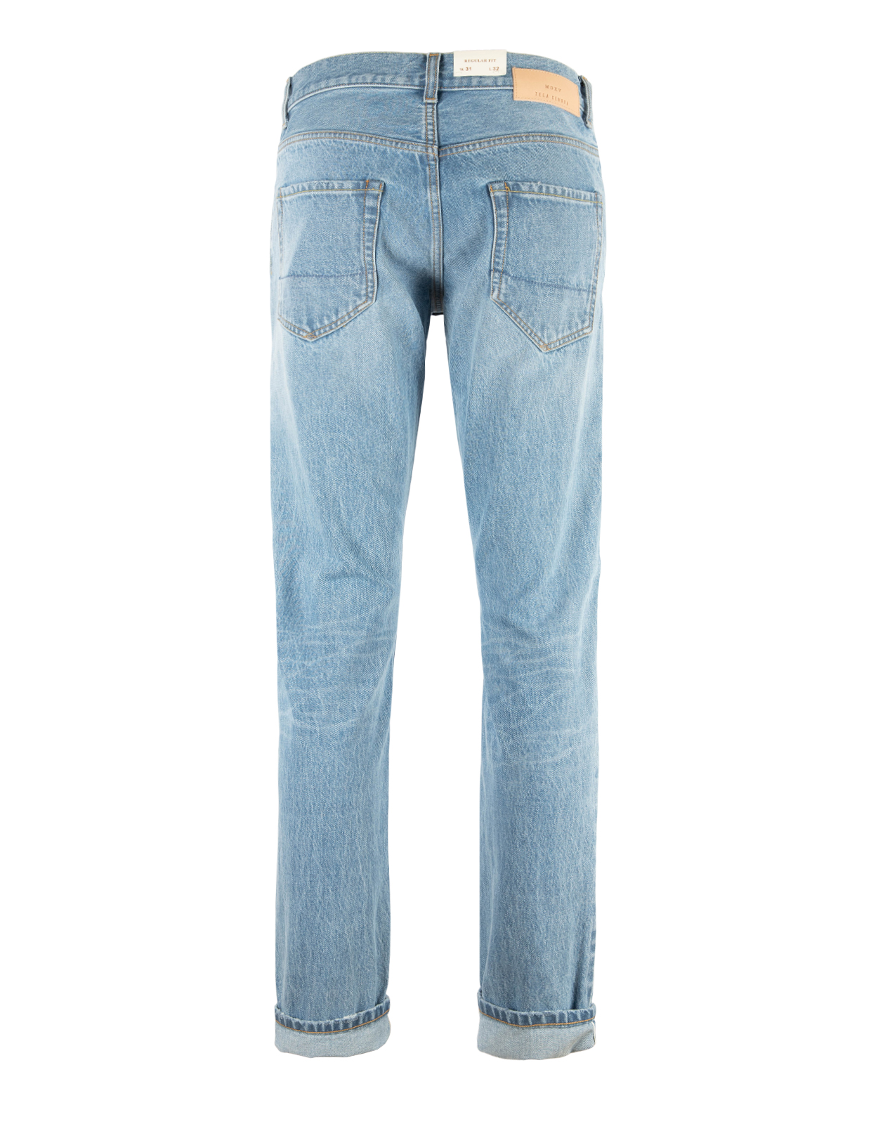 Davide Regular Selvedge Jeans Tvättad Blå 32"