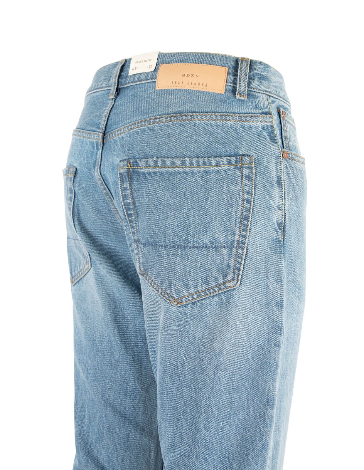 Davide Regular Selvedge Jeans Tvättad Blå 32"