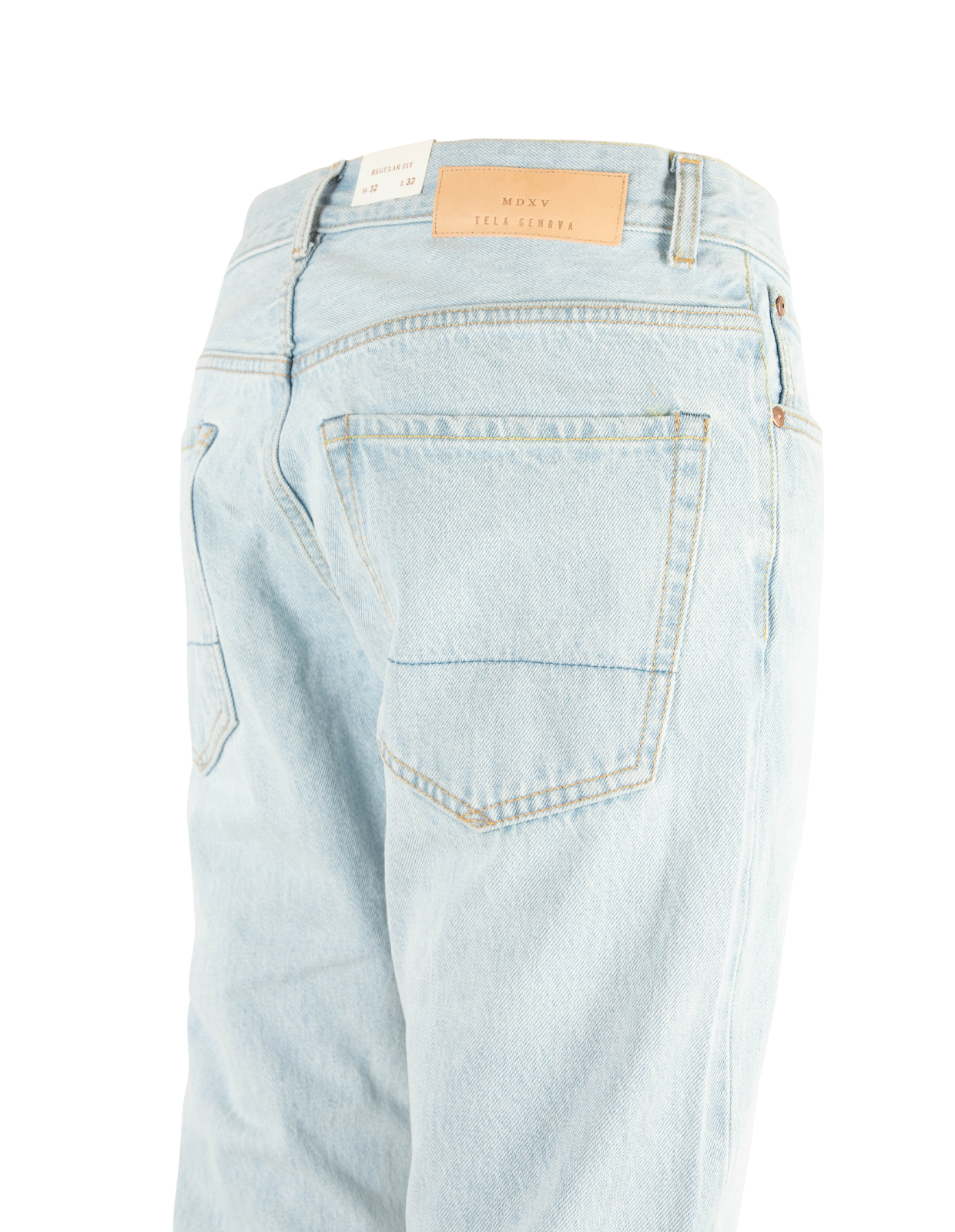 Davide Regular Selvedge Jeans Tvättad Blå 33"