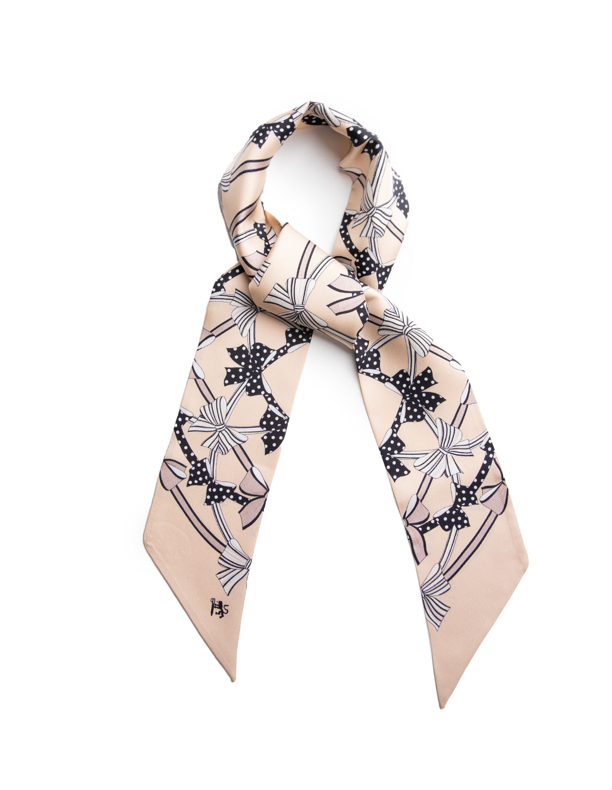 Twilly Bow Siden Beige