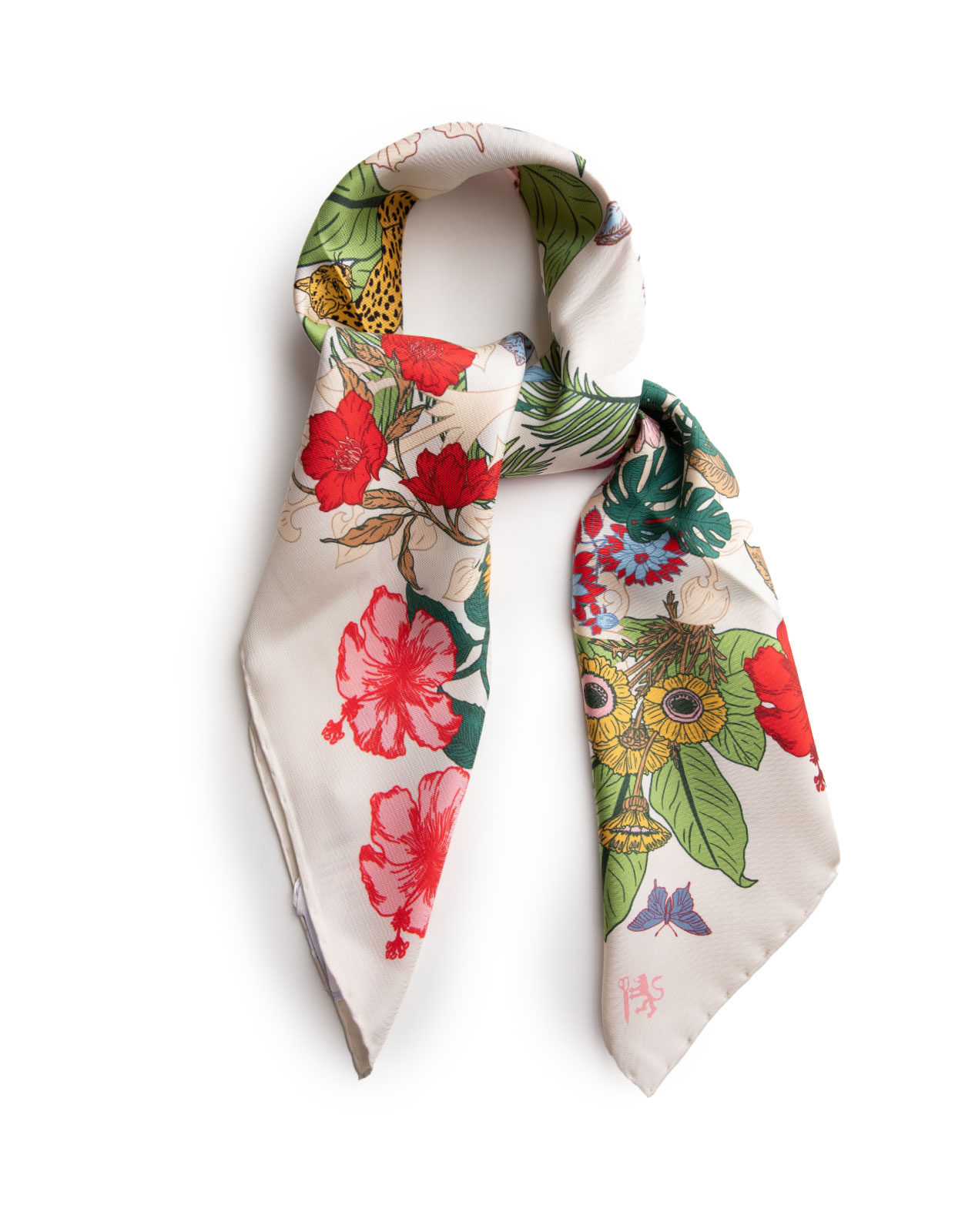 Scarf Djungel Siden Vit