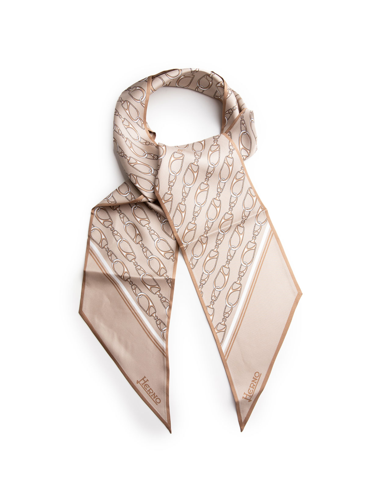 Logo Scarf Siden Beige