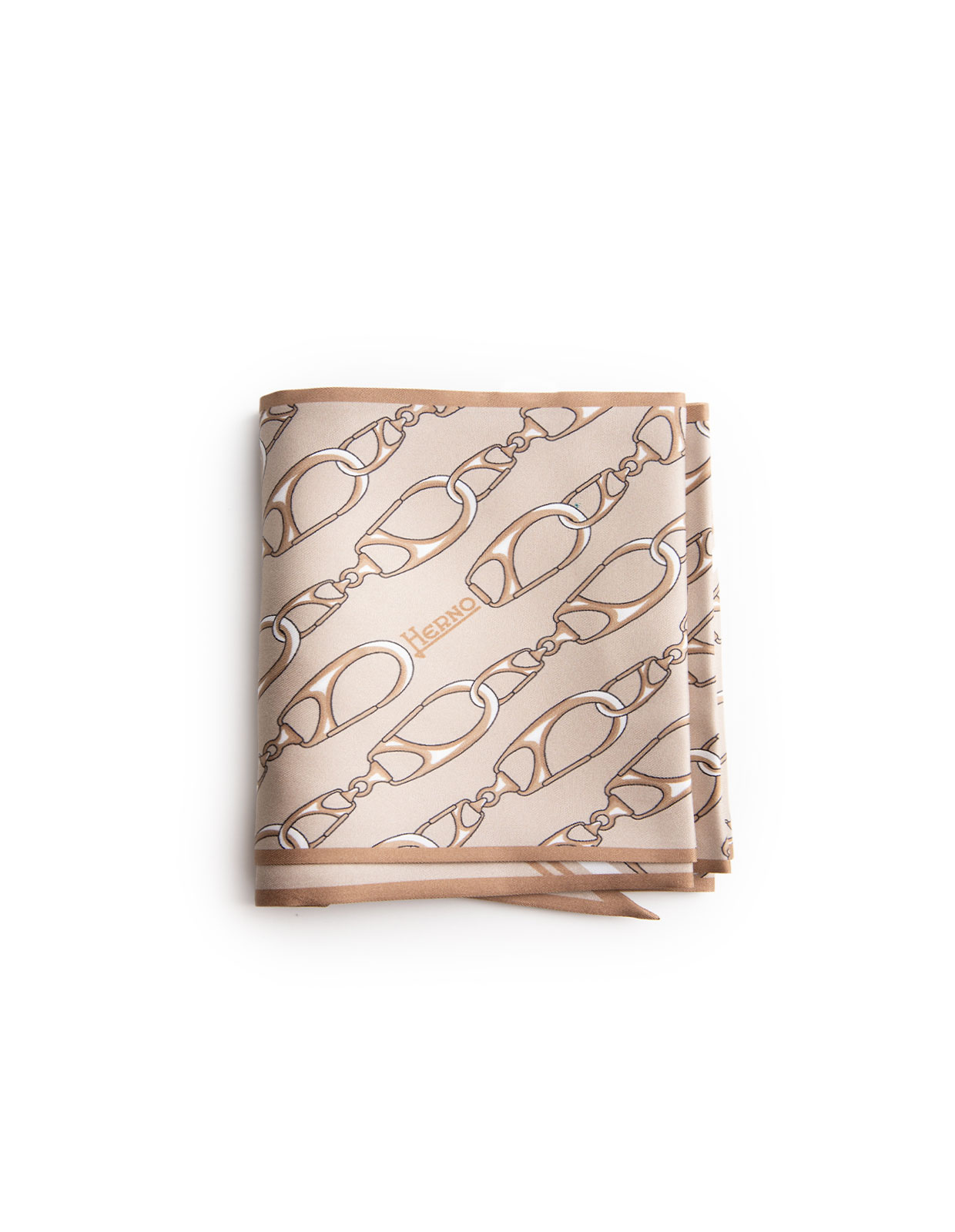 Logo Scarf Siden Beige