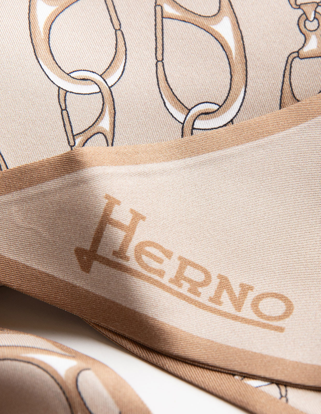Logo Scarf Siden Beige