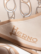 Logo Scarf Siden Beige