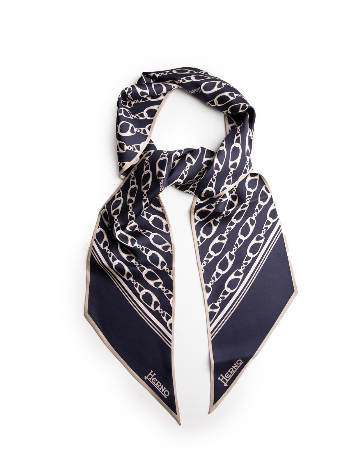 Logo Scarf Siden Marinblå