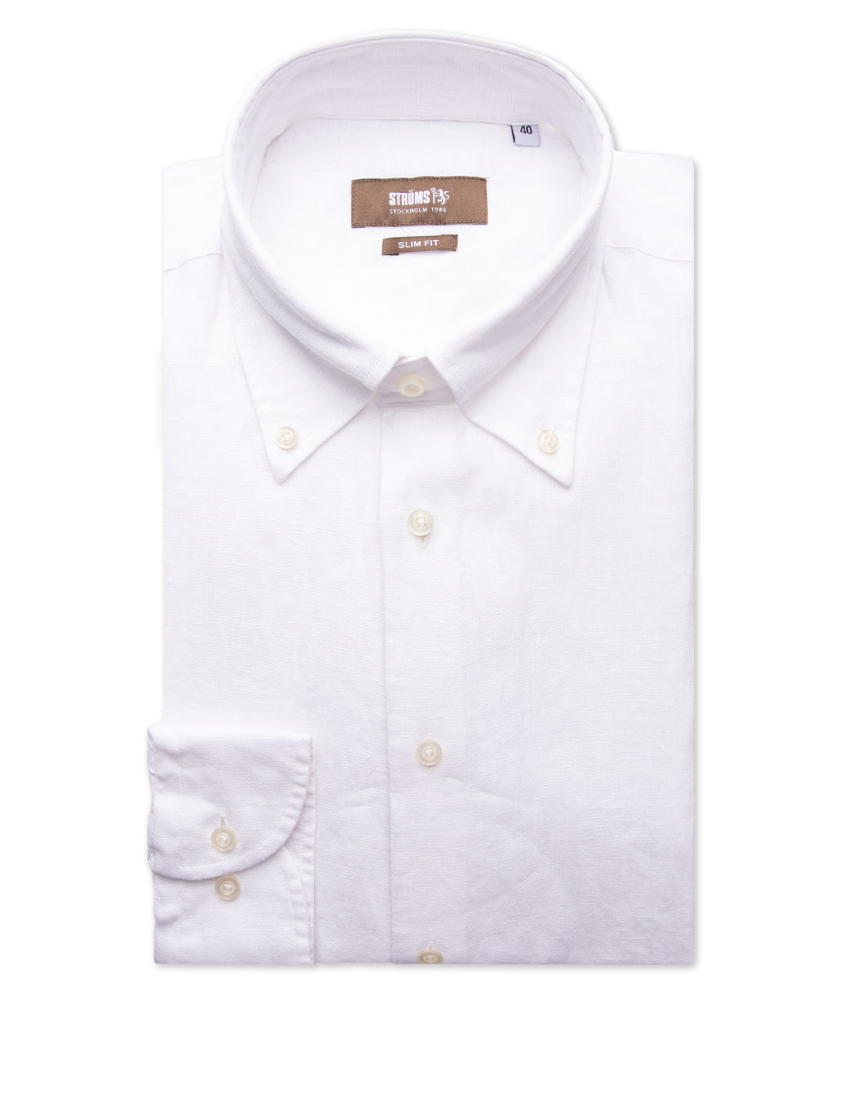 Slim Fit Skjorta Button Down Linne Vit