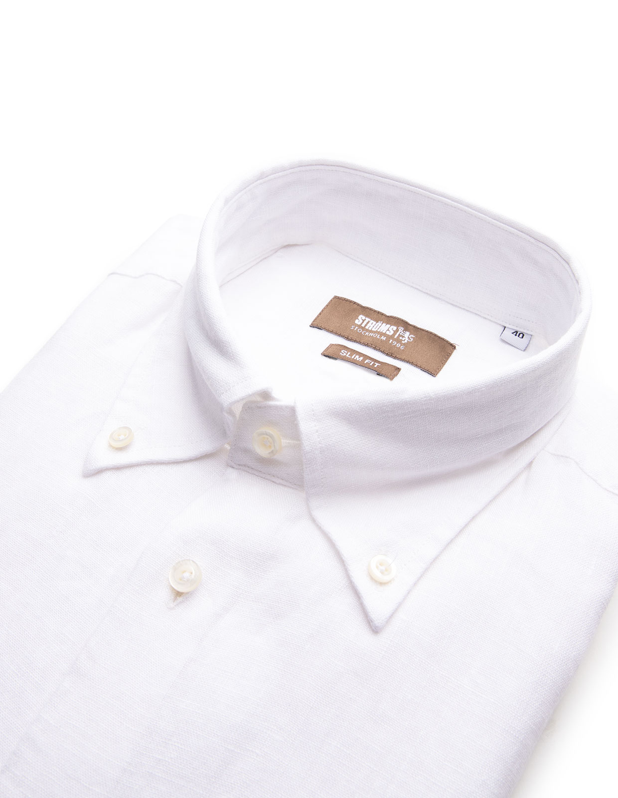 Slim Fit Skjorta Button Down Linne Vit