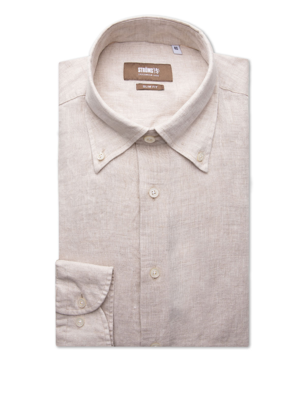 Slim Fit Skjorta Button Down Linne Beige