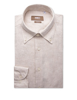 Slim Fit Skjorta Button Down Linne Beige 40