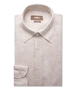Slim Fit Skjorta Button Down Linne Beige