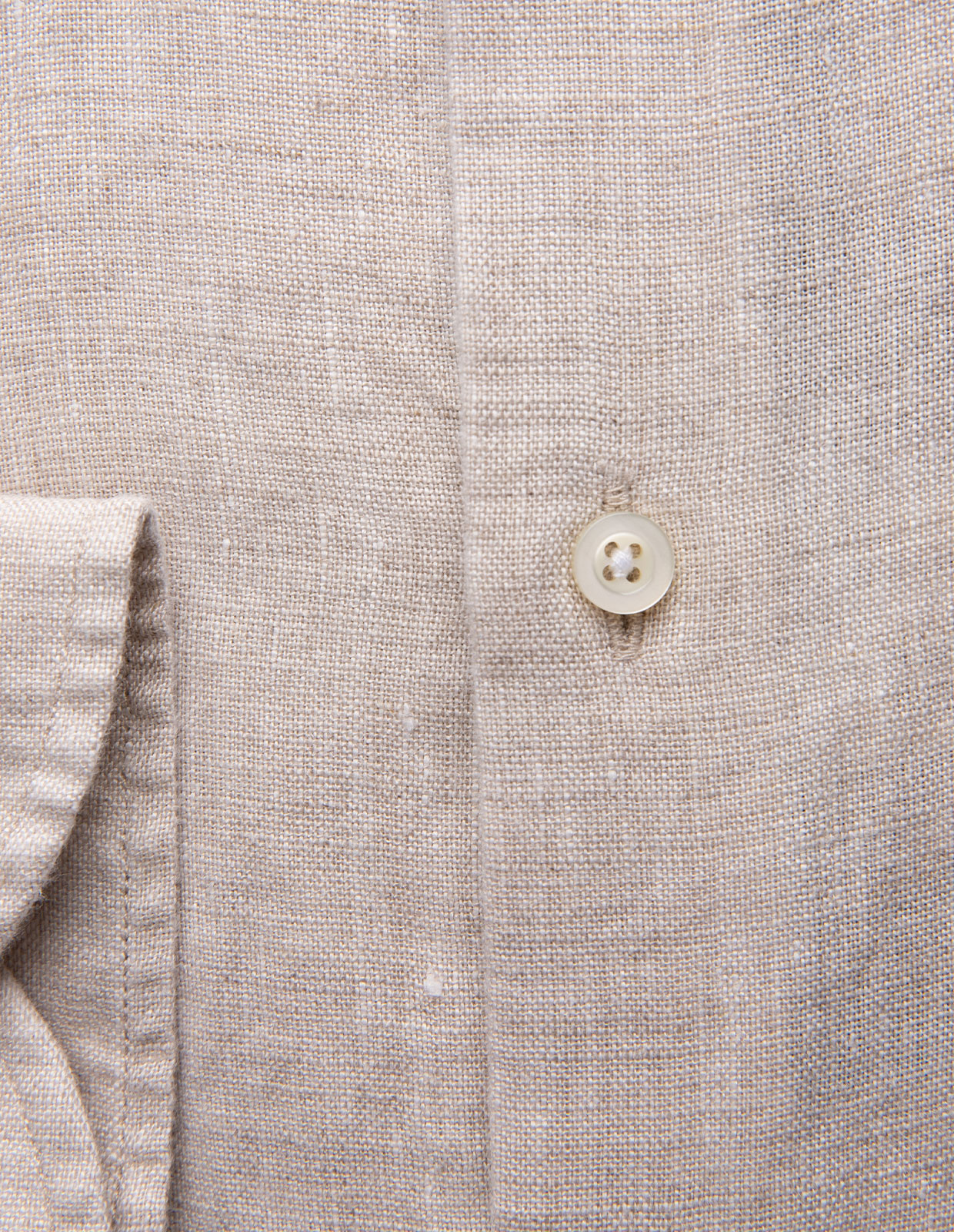 Slim Fit Skjorta Button Down Linne Beige 40