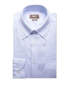 Slim Fit Skjorta Button Down Linne Ljusblå