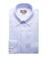 Slim Fit Skjorta Button Down Linne Ljusblå