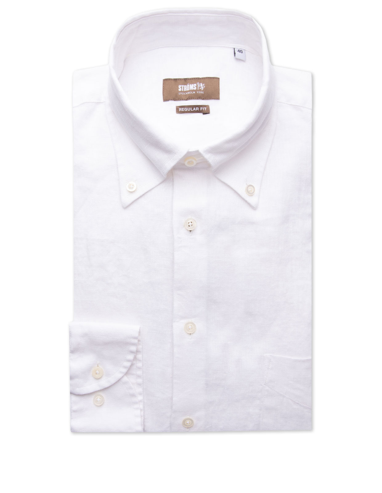 Regular Fit Skjorta Button Down Linne Vit 41