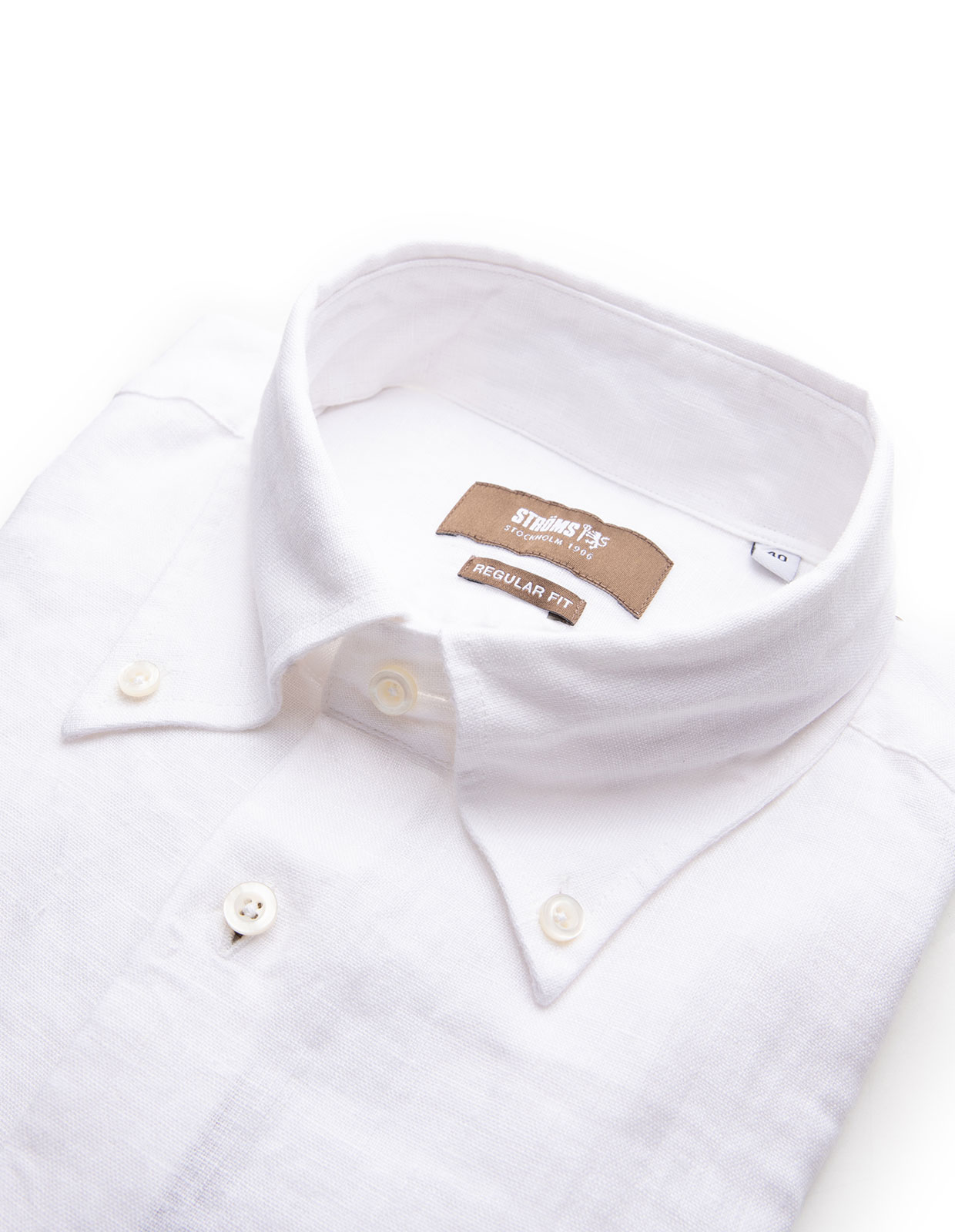 Regular Fit Skjorta Button Down Linne Vit 41