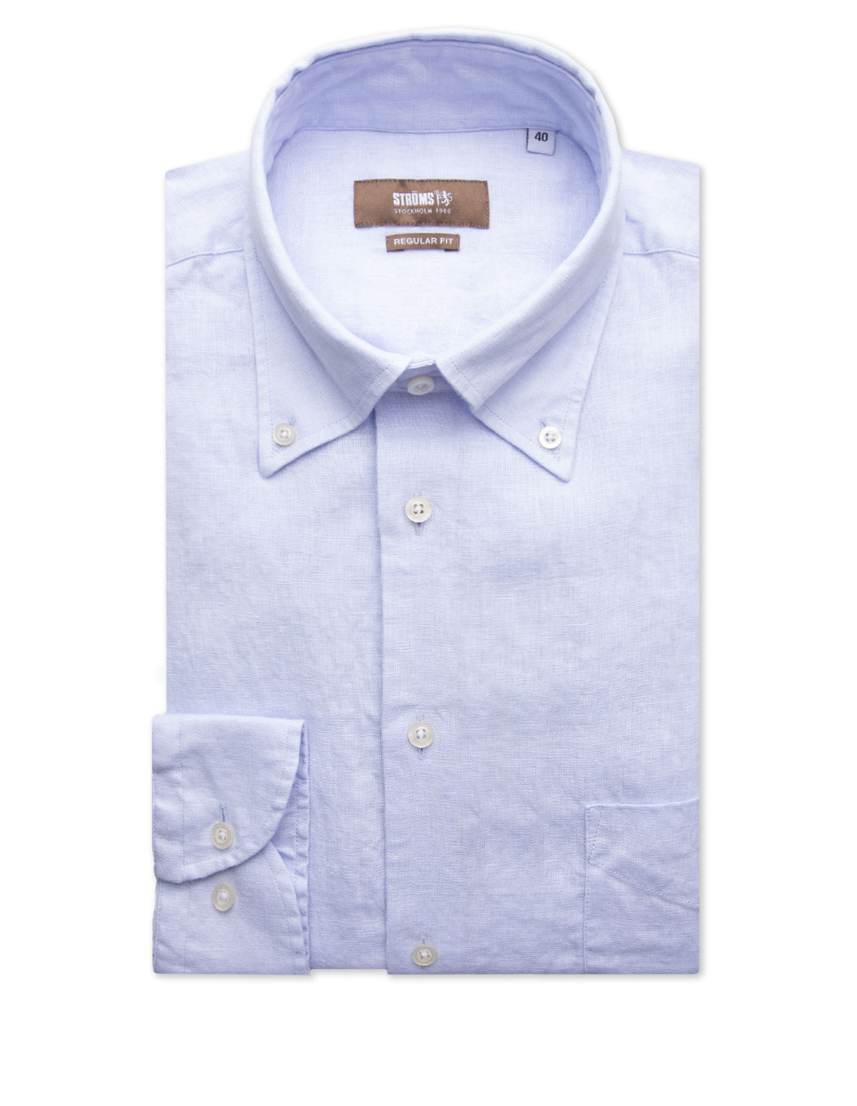Regular Fit Skjorta Button Down Linne Ljusblå