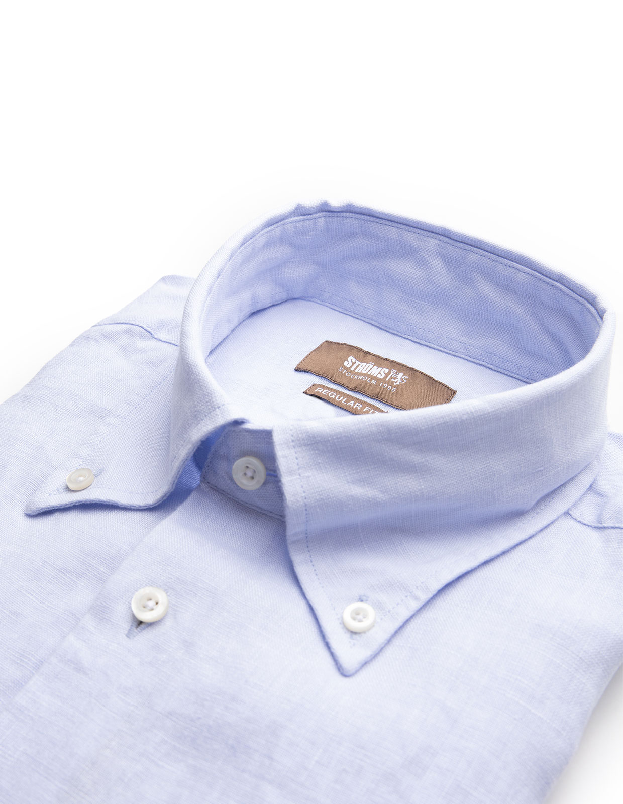 Regular Fit Skjorta Button Down Linne Ljusblå