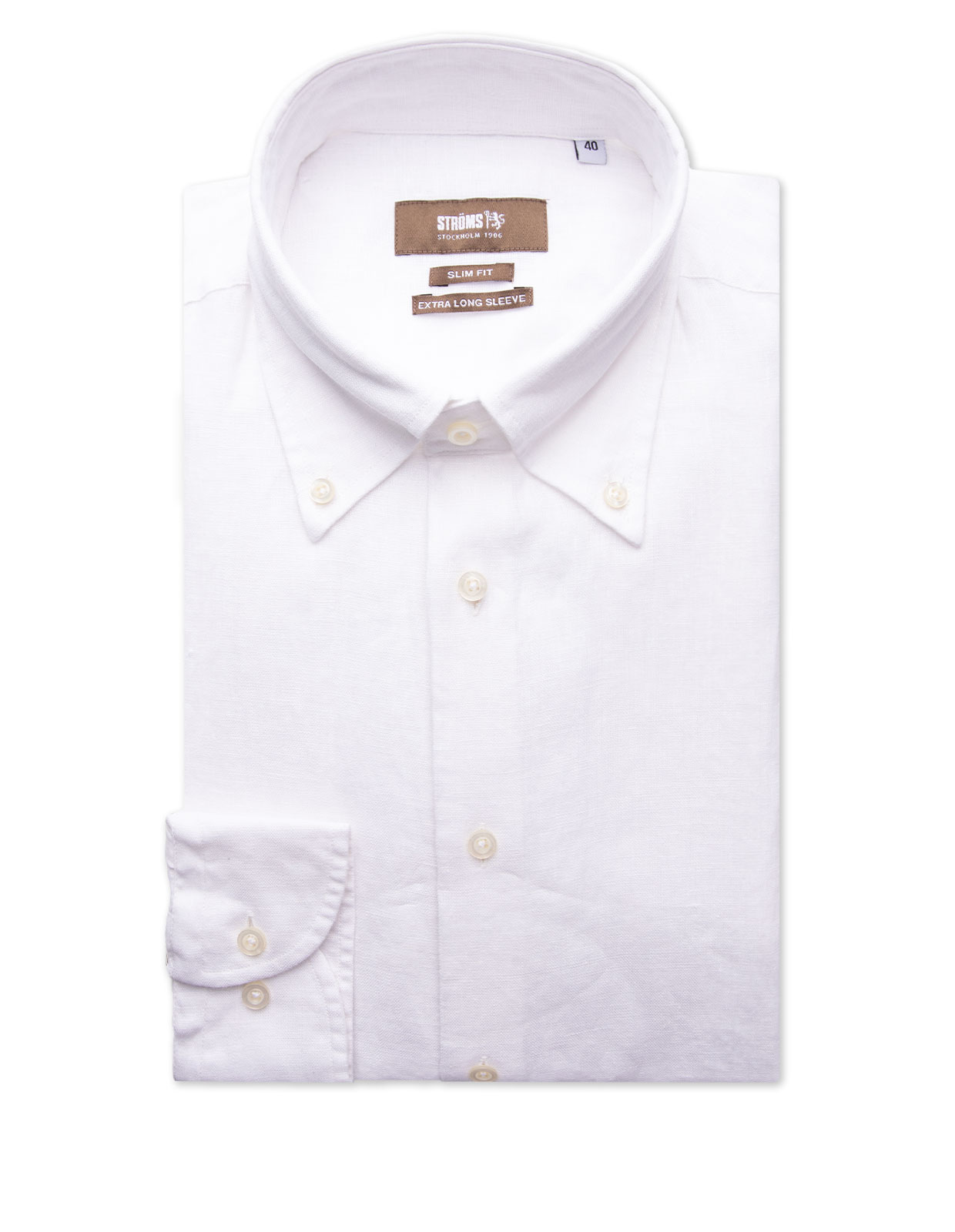 Slim Fit XLÄ Skjorta Button Down Linne Vit