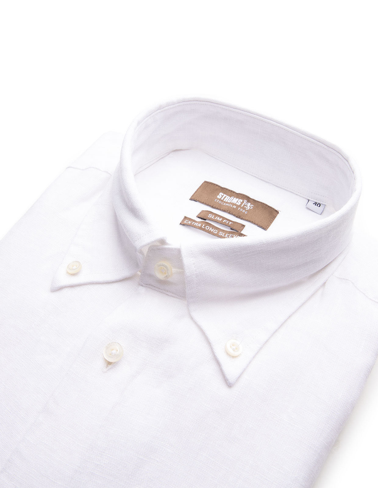 Slim Fit XLÄ Skjorta Button Down Linne Vit