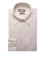 Slim Fit XLÄ Skjorta Button Down Linne Beige