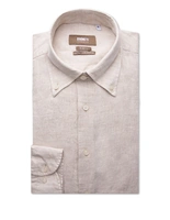 Slim Fit XLÄ Skjorta Button Down Linne Beige
