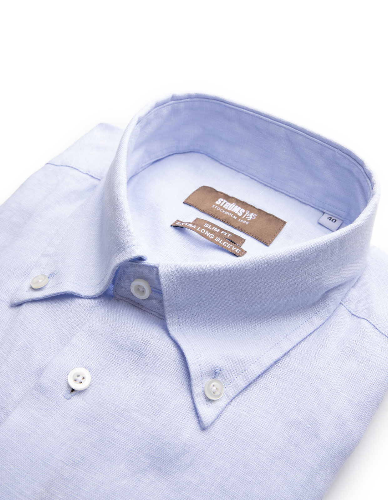 Slim Fit XLÄ Skjorta Button Down Linne Ljusblå