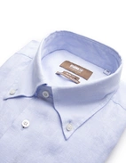 Slim Fit XLÄ Skjorta Button Down Linne Ljusblå