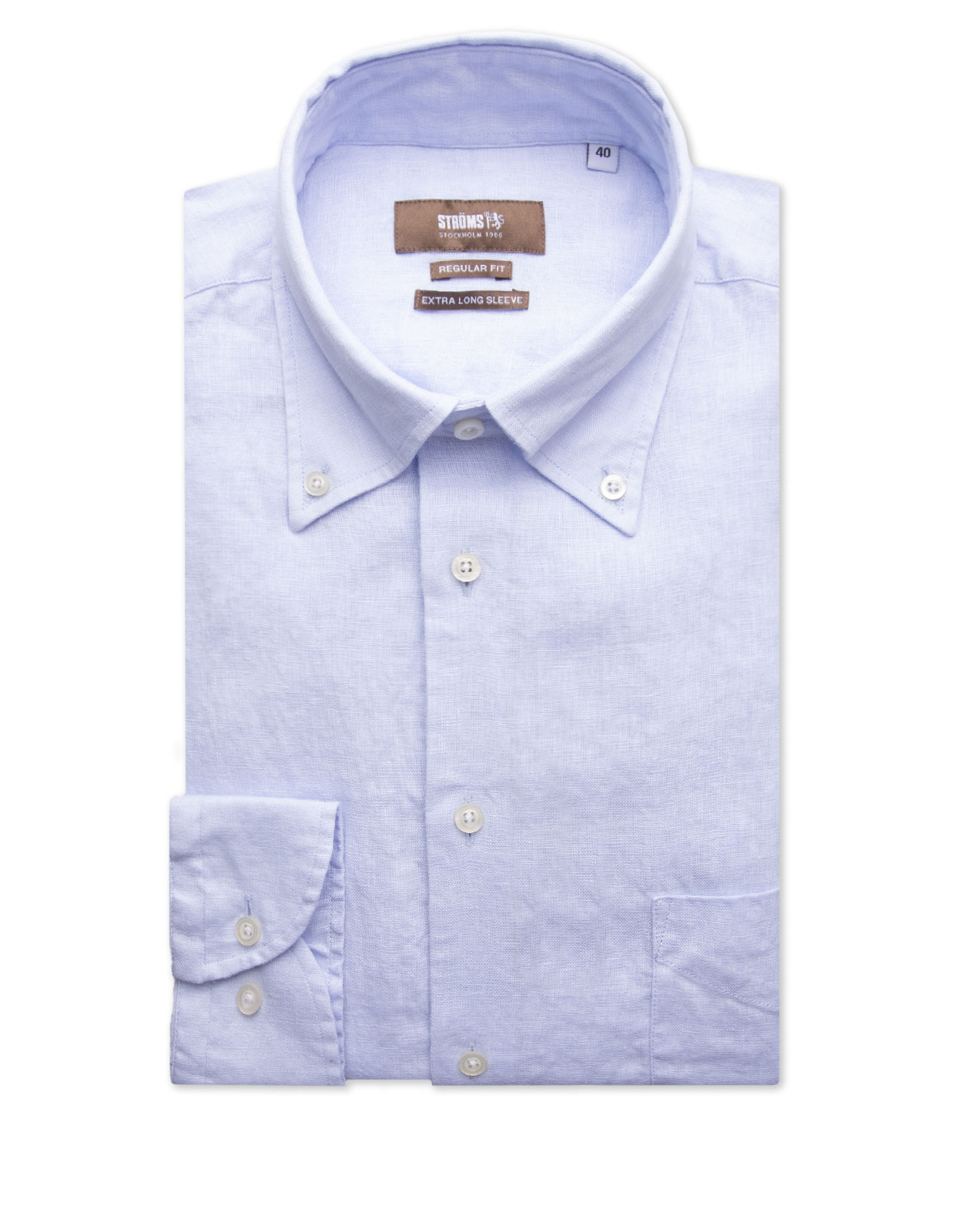 Regular Fit XLÄ Skjorta Button Down Linne Ljusblå