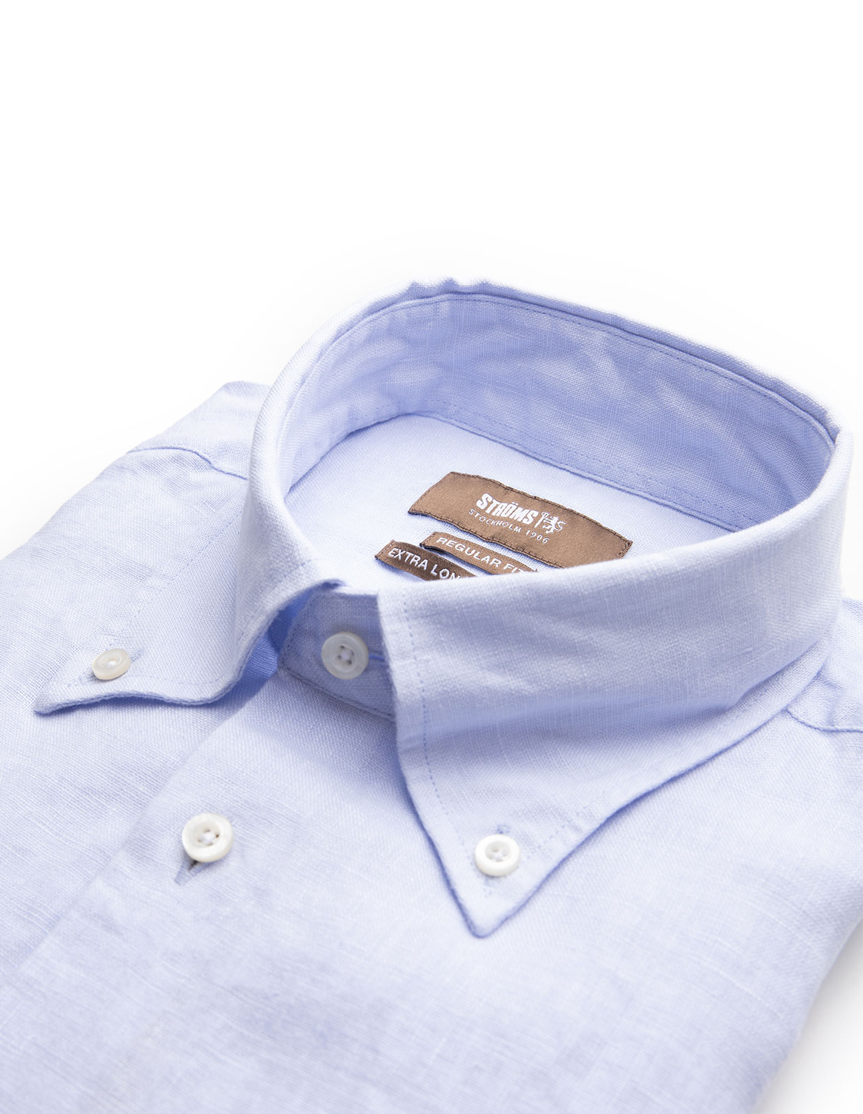 Regular Fit XLÄ Skjorta Button Down Linne Ljusblå