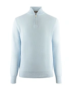 Half Zip Tröja Bomull Strukturstickad Ljusblå L