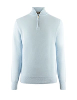 Half Zip Tröja Bomull Strukturstickad Ljusblå L