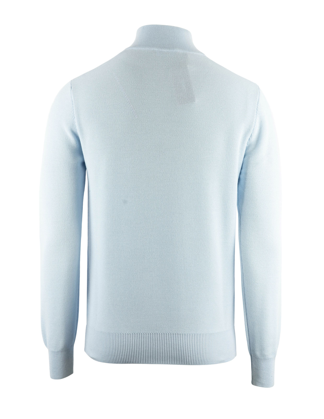 Half Zip Tröja Bomull Strukturstickad Ljusblå