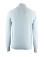 Half Zip Tröja Bomull Strukturstickad Ljusblå L