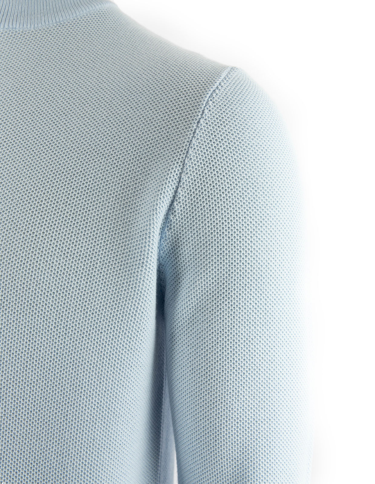 Half Zip Tröja Bomull Strukturstickad Ljusblå L