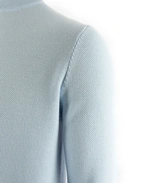 Half Zip Tröja Bomull Strukturstickad Ljusblå L