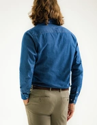 Regular Fit Extra Lång Ärm Denim Skjorta Mörkblå