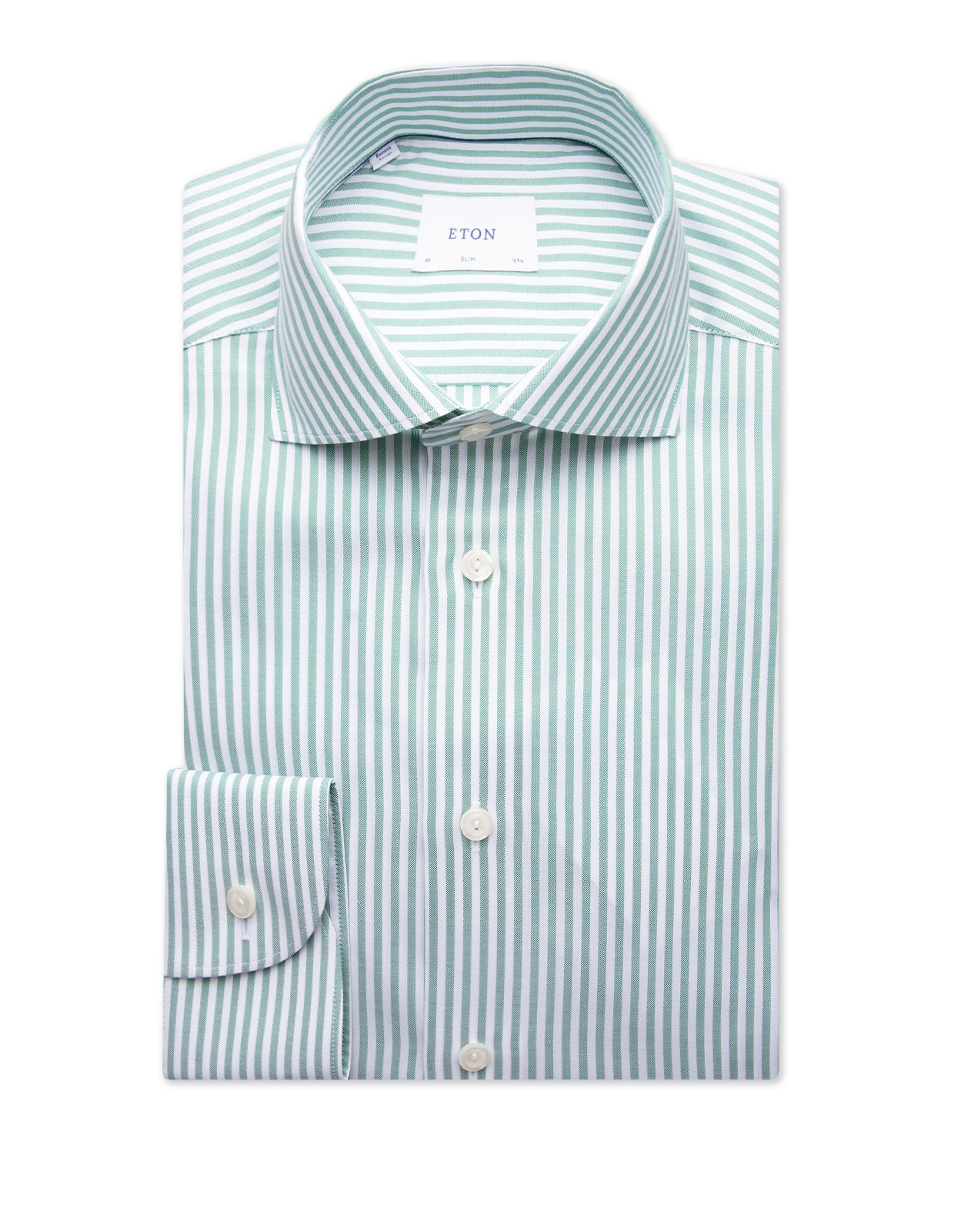 Slim Fit Skjorta Oxford Randig Grön