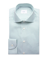 Slim Fit Skjorta Oxford Randig Grön 40