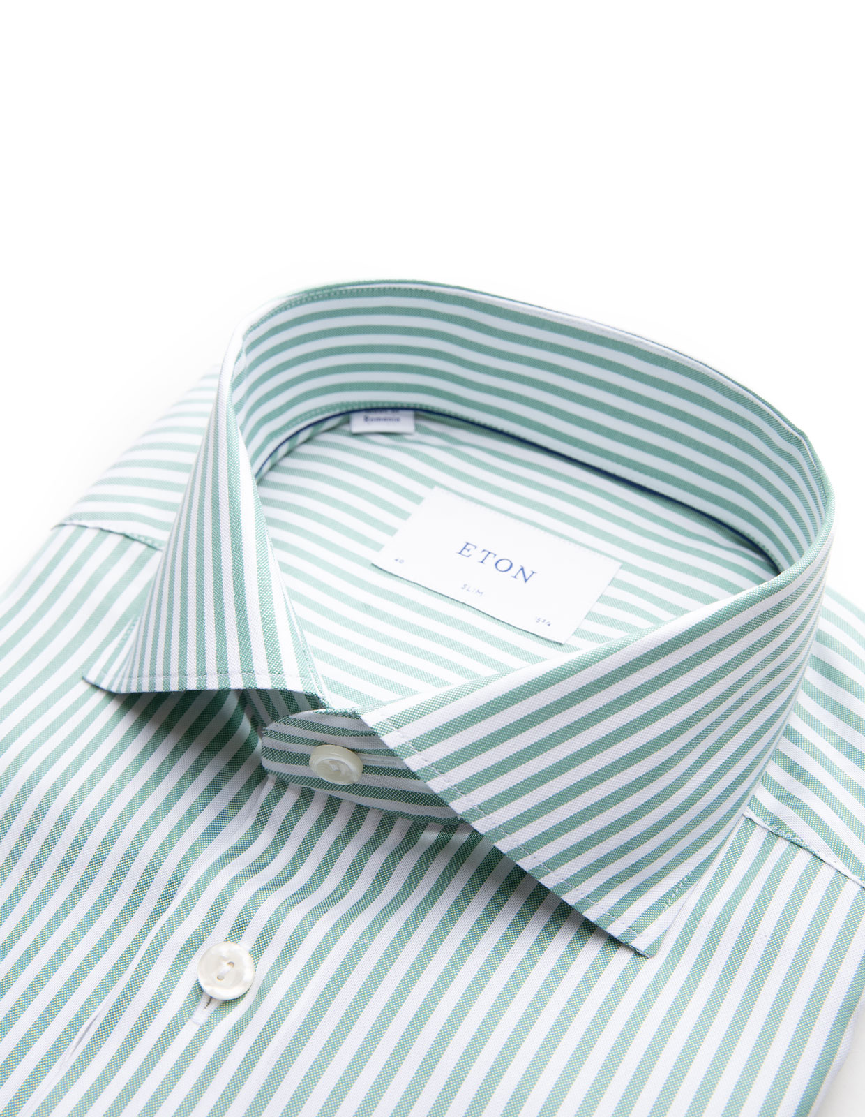 Slim Fit Skjorta Oxford Randig Grön