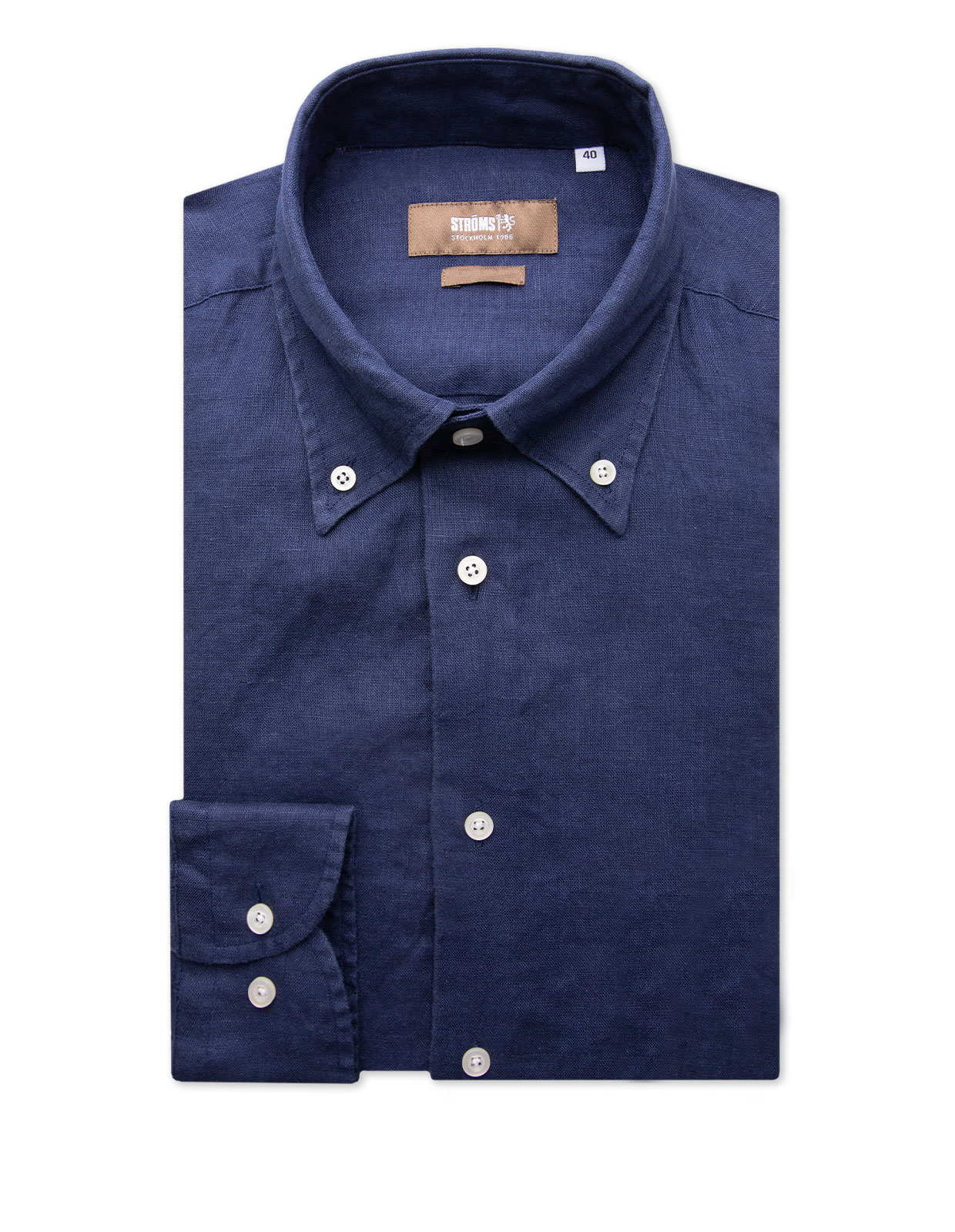 Slim Fit Skjorta Button Down Linne Navy