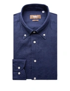 Slim Fit Skjorta Button Down Linne Navy