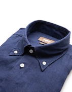 Slim Fit Skjorta Button Down Linne Navy