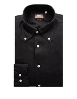 Slim Fit Skjorta Button Down Linne Svart