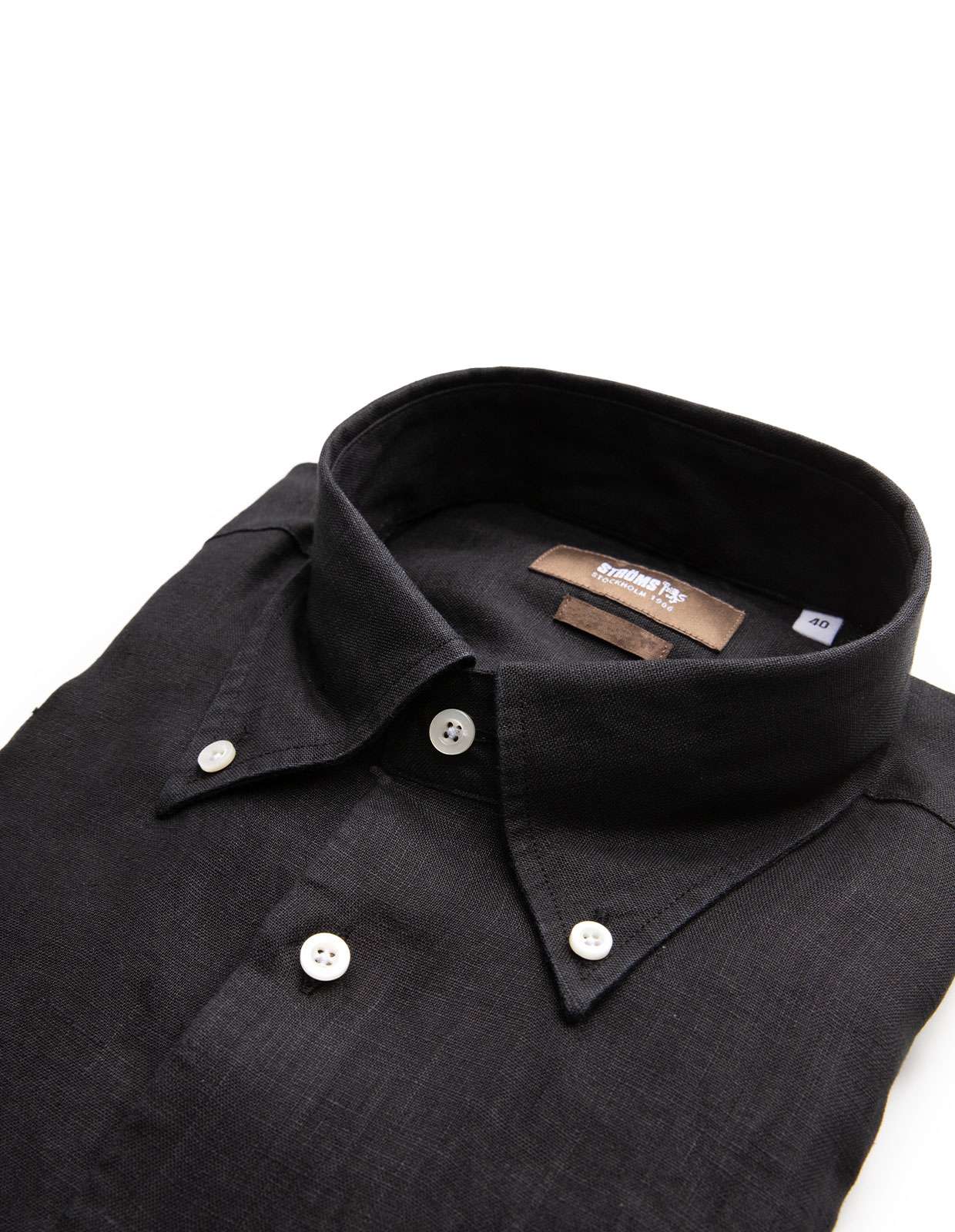 Slim Fit Skjorta Button Down Linne Svart