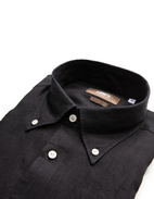 Slim Fit Skjorta Button Down Linne Svart 44