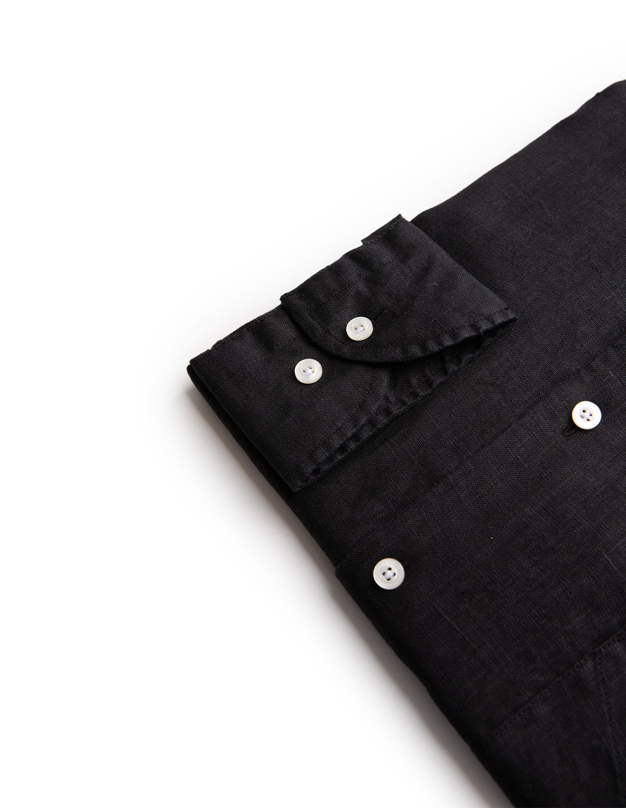 Slim Fit Skjorta Button Down Linne Svart 44