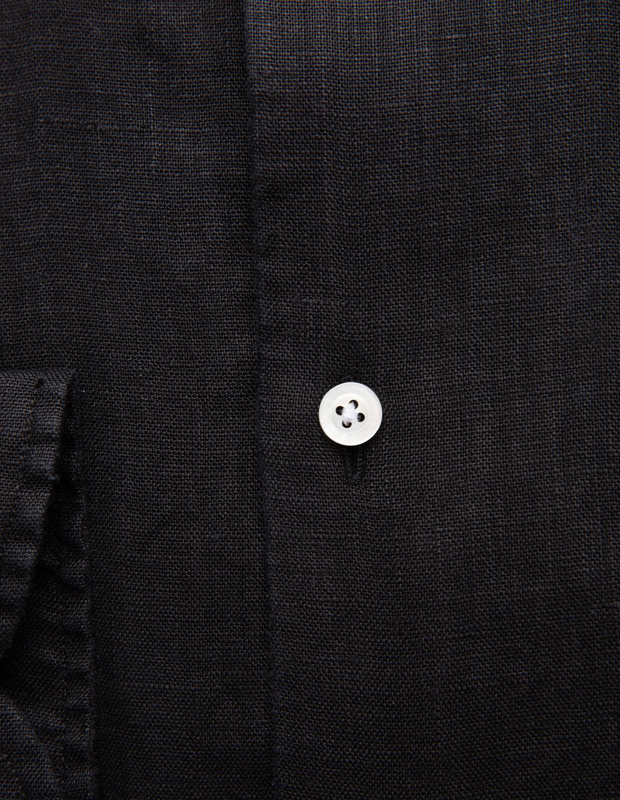 Slim Fit Skjorta Button Down Linne Svart 44
